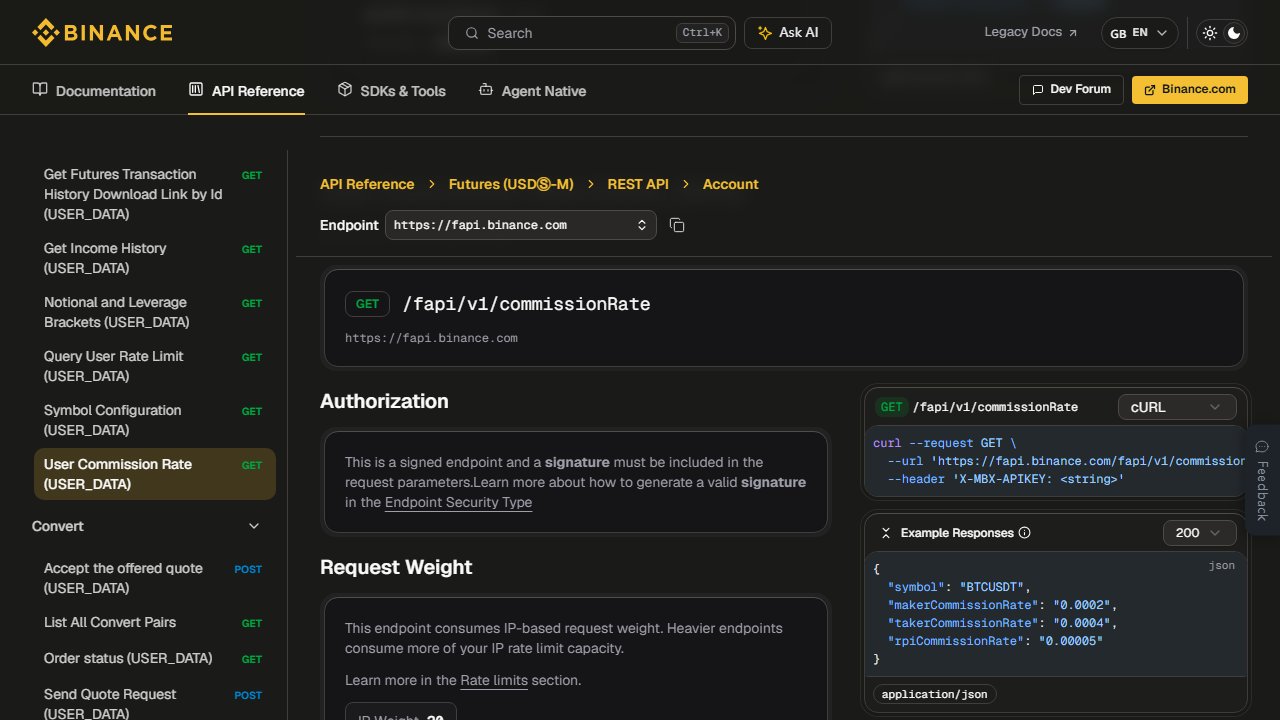 developers.binance.com official page screenshot: Account - Futures (USDⓈ-M) REST API